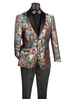Modern Fit Jacquard Fabric floral Pattern Sport Coat Single Breasted 2 buttons | BM-3
