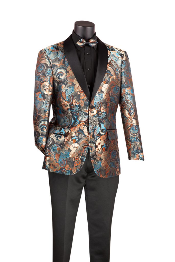 Modern Fit Jacquard Fabric floral Pattern Sport Coat Single Breasted 2 buttons | BM-3