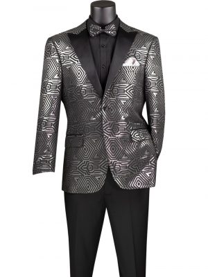 Modern Fit Luxurious Jacquard Fabric Sport Coat Single Breasted 2 buttons | BM-4