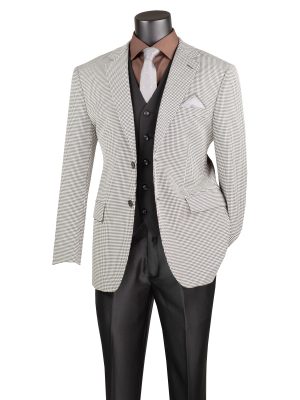Modern Fit Houndstooth Pattern Sport Coat Jacket Single Breasted 2 buttons (Vest Not Included) | BM-HT
