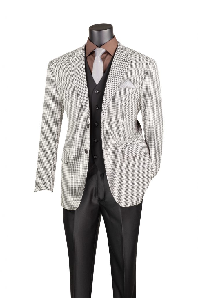 Modern Fit Houndstooth Pattern Sport Coat Jacket Single Breasted 2 buttons (Vest Not Included) | BM-HT