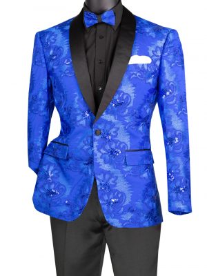 Fancy Embroidery 1 Button Slim Fit Sport Coat Jacket Blazer | BSF-13