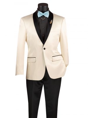 Slim Fit Sport Coat with Narrow Shawl Lapel Stretch Sateem | BST-1