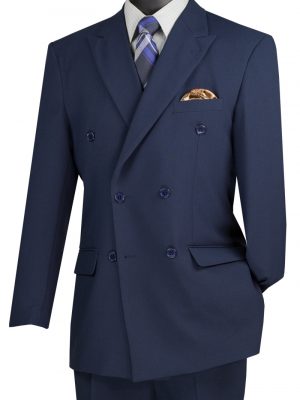 Double breasted 6 Buttons Pleated Pants Solid Color Suits | DPP