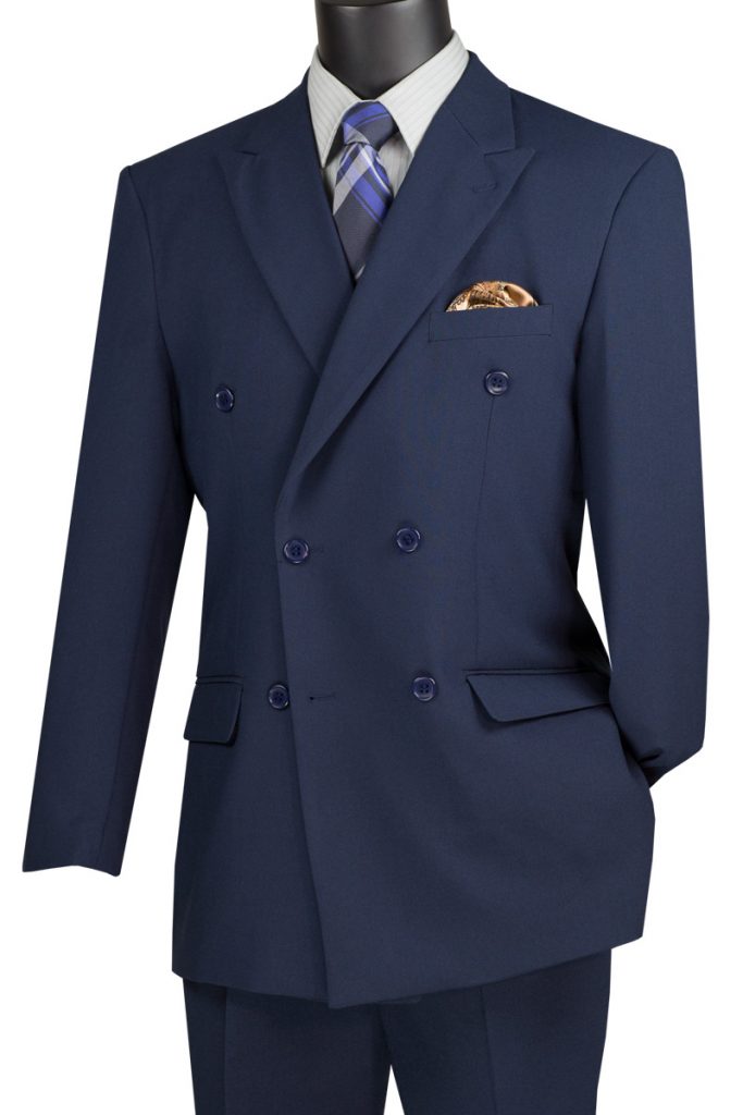 Double breasted 6 Buttons Pleated Pants Solid Color Suits | DPP