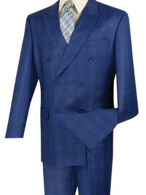 Executive Double Breasted Collections Blue Gray Tan Suits | DRW-1
