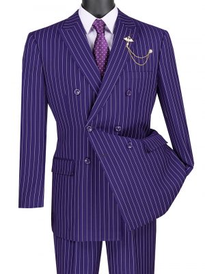 Executive Double Breasted Suit Pleated Pants Gangster Stripe Regular Fit | DSS-4