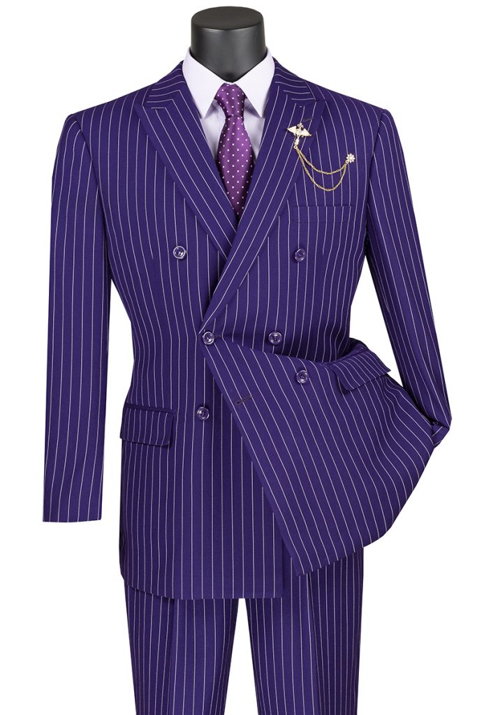 Executive Double Breasted Suit Pleated Pants Gangster Stripe Regular Fit | DSS-4
