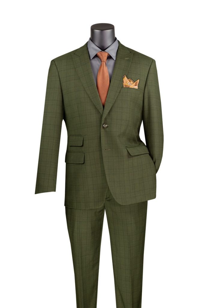 Windowpane 2 buttons Modern Fit Suits in Blue Gray Olive Purple | MRW-1