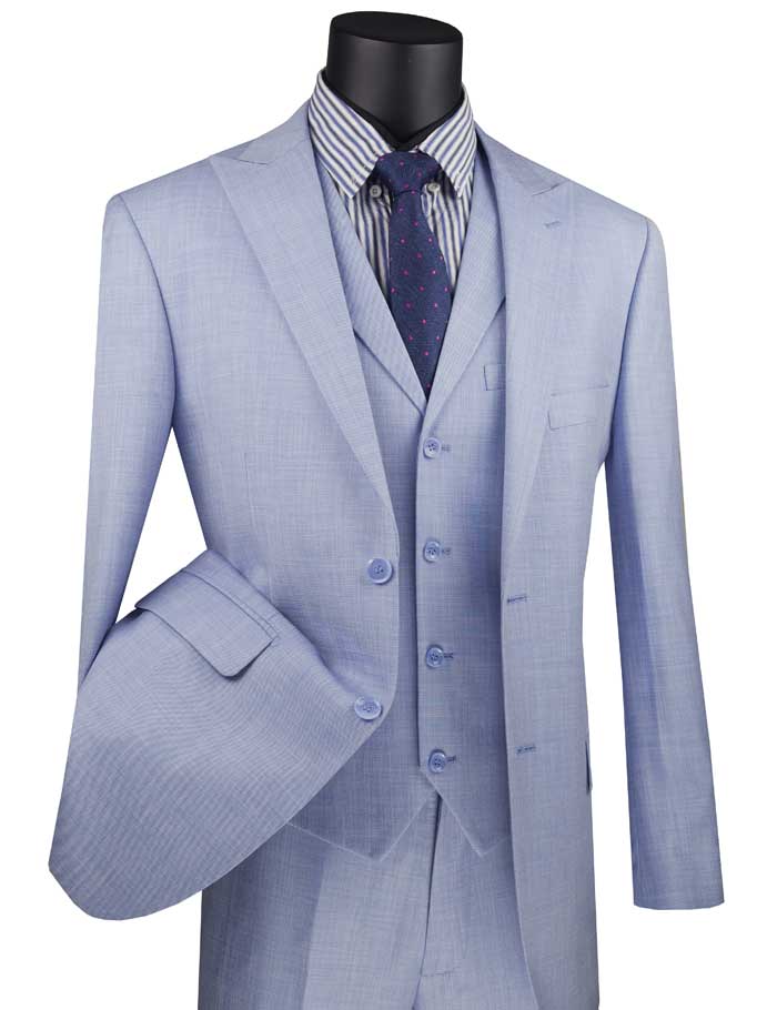 Modern Fit Vested Suit with Peak Lapel and Fancy Vest | MV2K-1