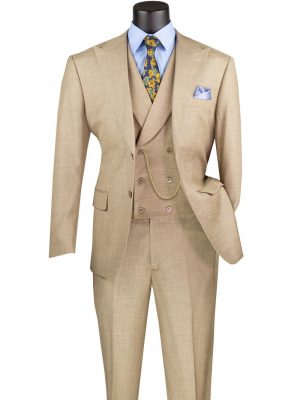Modern Fit Vested Suit with Peak Lapel Fancy Vest with Stretch Fabric Adjustable Waist Band | MV2K-2