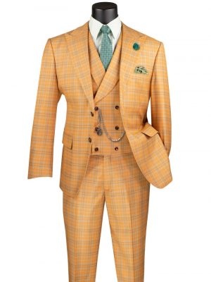 Modern Fit 3 pcs Suits with Peak Lapel Fancy Vest Stretch Fabric | MV2W-3
