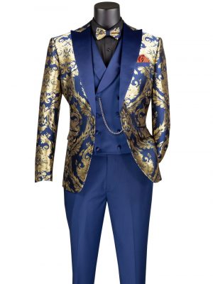 Modern Fit 3 pcs Suits with Matching Bow Tie Luxurious Jacquard Fabric | MVJQ-1