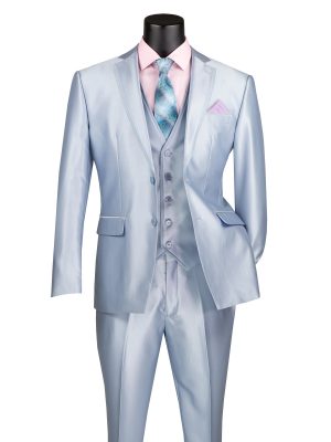 Slim Fit 3 pcs with Fancy Vest Suits for Men Satin Look Fabric | SV2D-1