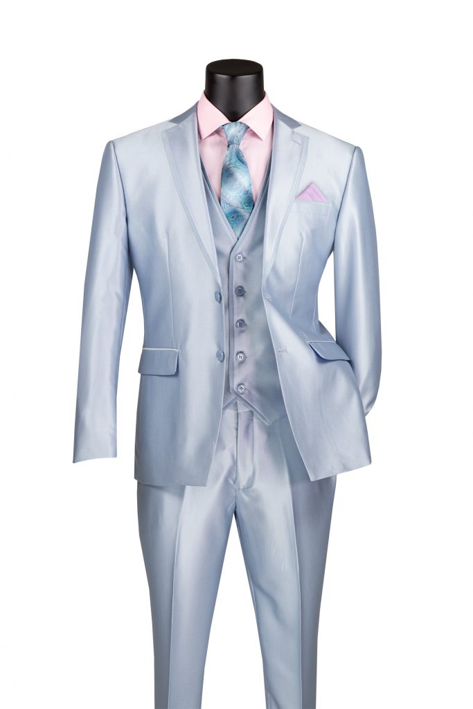 Slim Fit 3 pcs with Fancy Vest Suits for Men Satin Look Fabric | SV2D-1