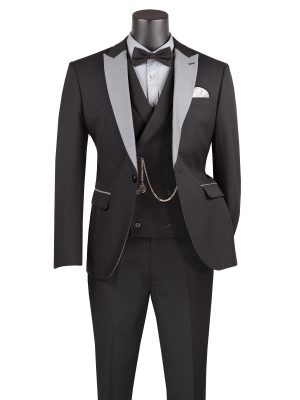 Slim Fit 3 pcs Suit1 Button Design with Matching Bow Tie and Vest | SV2K-5
