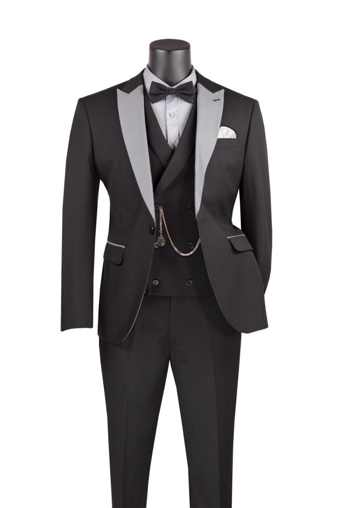 Slim Fit 3 pcs Suit1 Button Design with Matching Bow Tie and Vest | SV2K-5