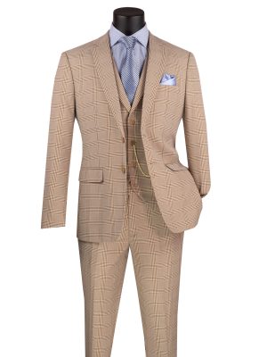 Slim Fit 3 pcs Vested Suits for Men Stretch Arm Hole | SV2W-6