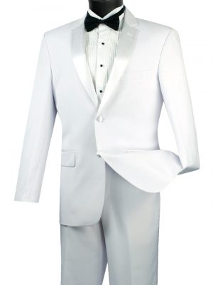 Tuxedo Collection 2 Buttons Regular Fit Flat Front Sateen Trimmed Pants | T-900