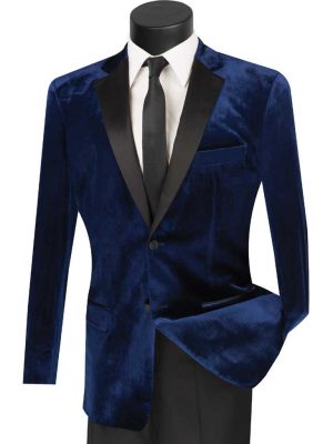 Velvet Slim Fit Black Navy Wine Tuxedo | T-SV