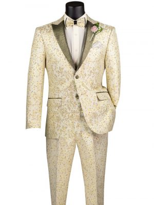 Slim Fit Jacquard Fabric 2 Button Fashion Tuxedo | TSJQ-1