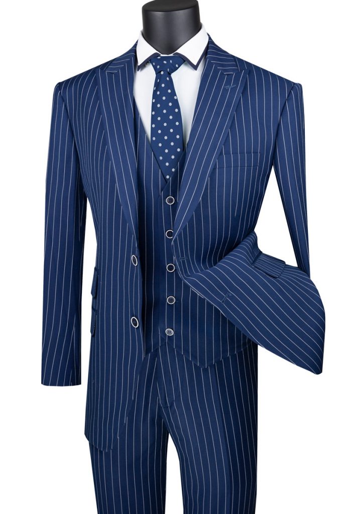 Single Breasted 2 Buttons 3pcs Vested Suit with Peak Lapel | V2RS-9