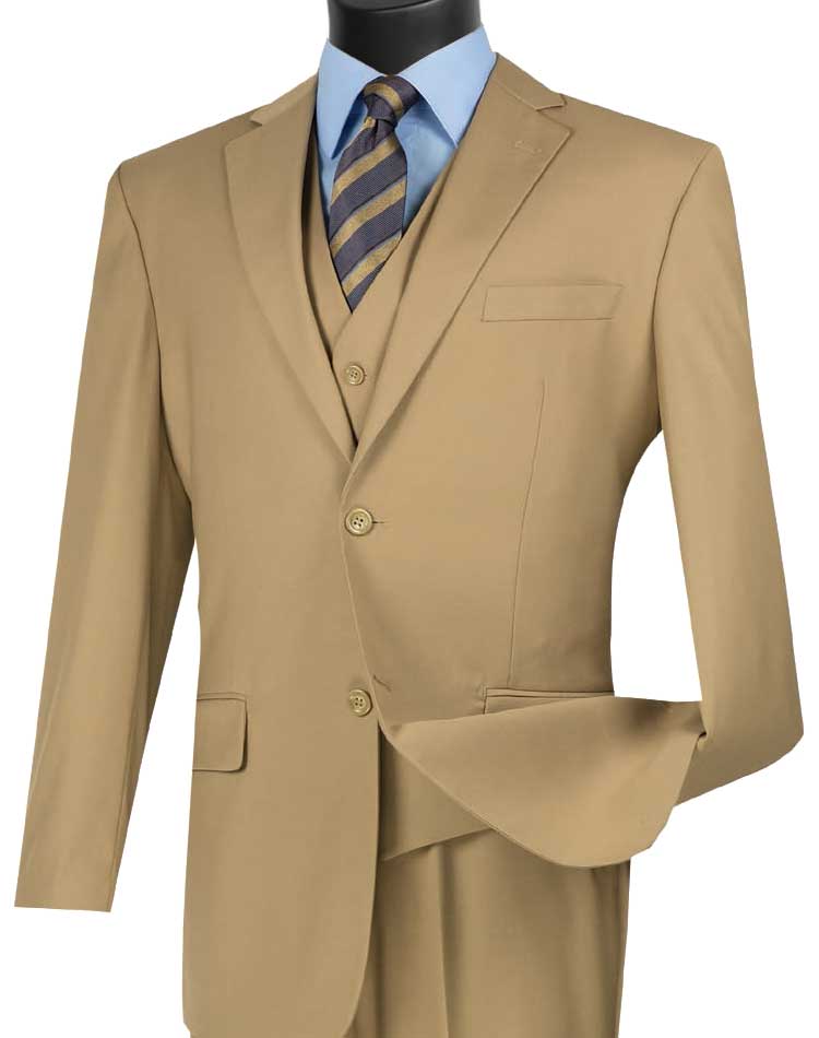 Classic Fit 3 Pieces Vested Solid Color Suits | V2TR