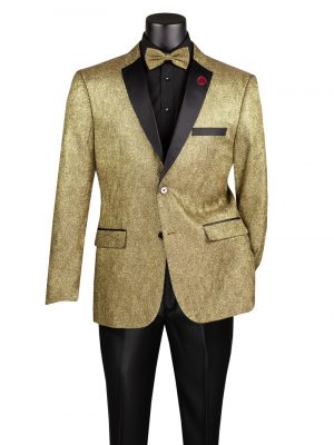 Slim Fit Sequins Fabric Sport Coat Jacket 2 Buttons with Matching Bow Tie | BSQ-5