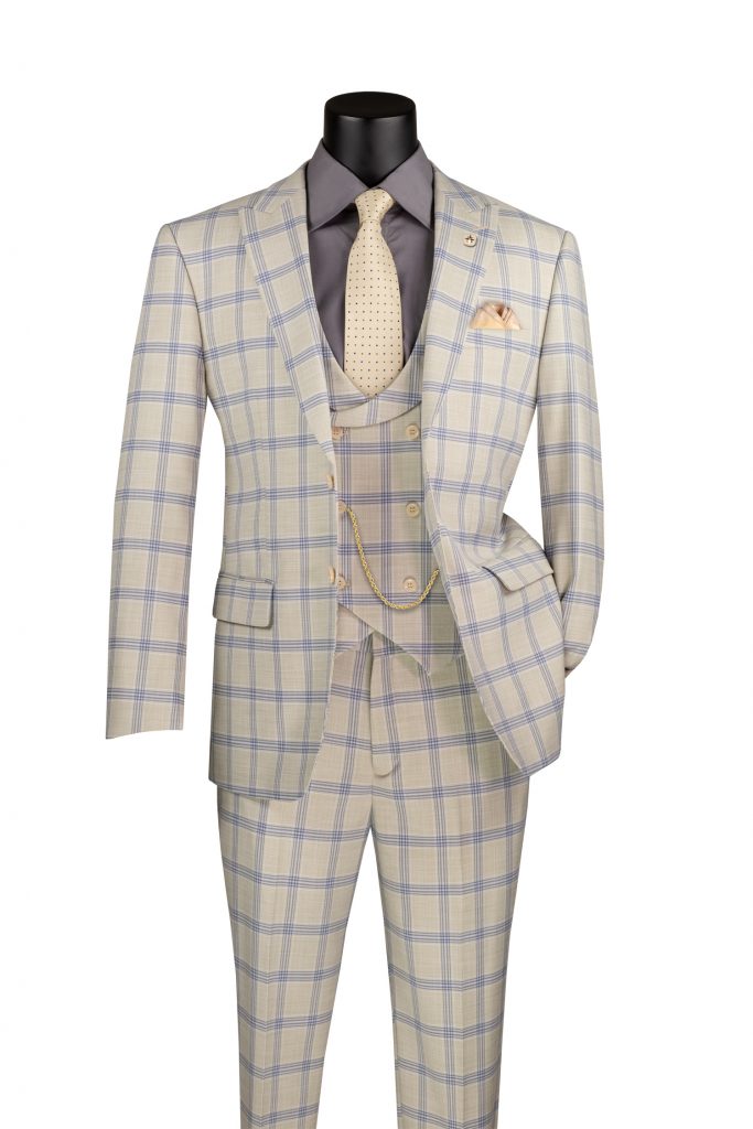 Modern Fit 3 pcs Peak Lapel Suits with Fancy Vest Stretch Fabric | MV2W-5