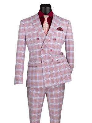 Double Breasted Slim Fit Windowpane Suits with Peak Lapel | SDW-2